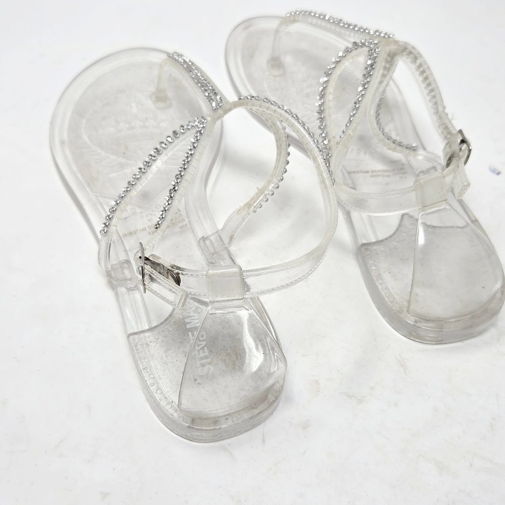 Steve Madden Women Rhinestone Clear Jelly Saba Sandals Manmade Summer 8 - Picture 4 of 11